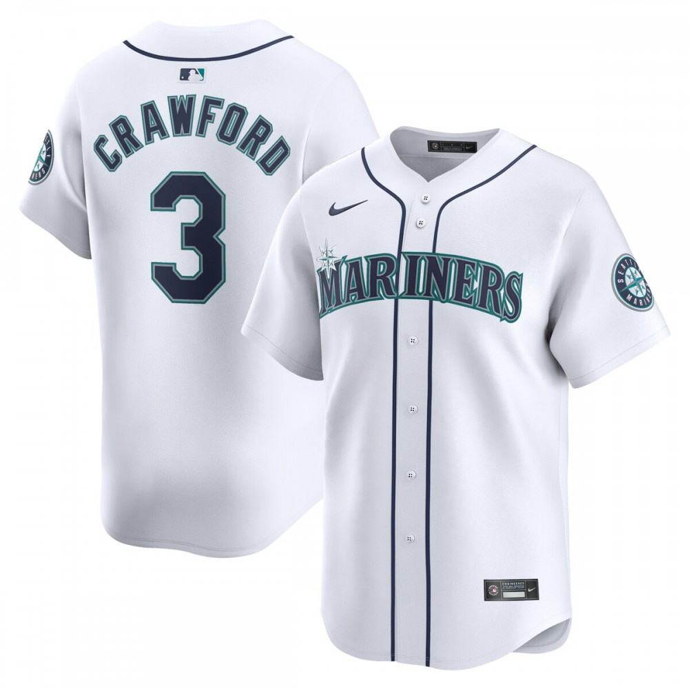 J.P. Crawford Seattle Mariners Home Limited Player Jersey - White-Pro Kit Vault | Brand New 26/27 Sports Jerseys